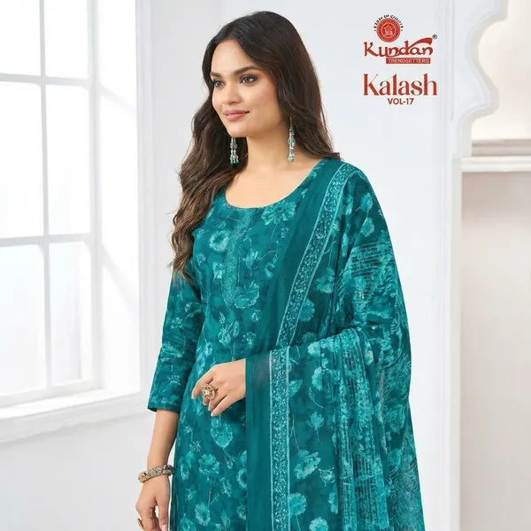 Turquoise_Blue_Pure_Cotton_Kurti_Set_With_Dupatta_For_Women