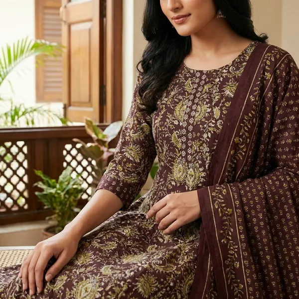 Maroon_And_White_Pure_Cotton_Kurti_Set_With_Dupatta_For_Women