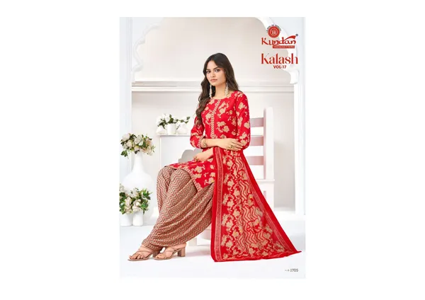 Red_Pure_Cotton_Kurti_Set_With_Dupatta_For_Women