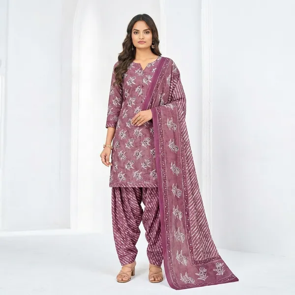 Purple_Pure_Cotton_Kurti_Set_With_Dupatta_For_Women