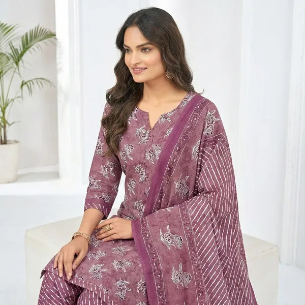 Purple_Pure_Cotton_Kurti_Set_With_Dupatta_For_Women
