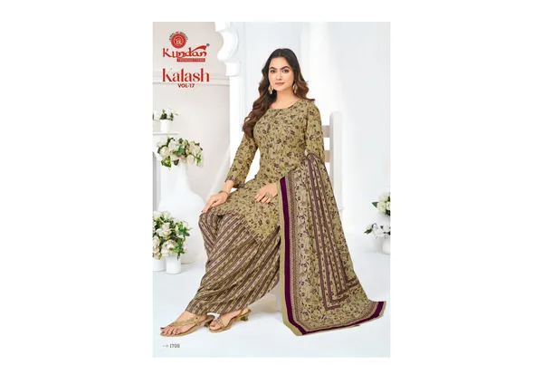 Olive_Green_And_Maroon_Pure_Cotton_Kurti_Set_With_Dupatta_For_Women