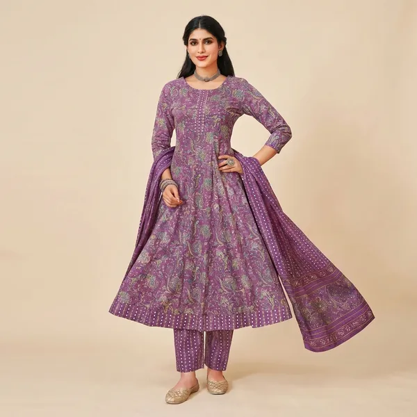 Purple_Pure_Cotton_Anarkali_Kurta_Set_For_Women