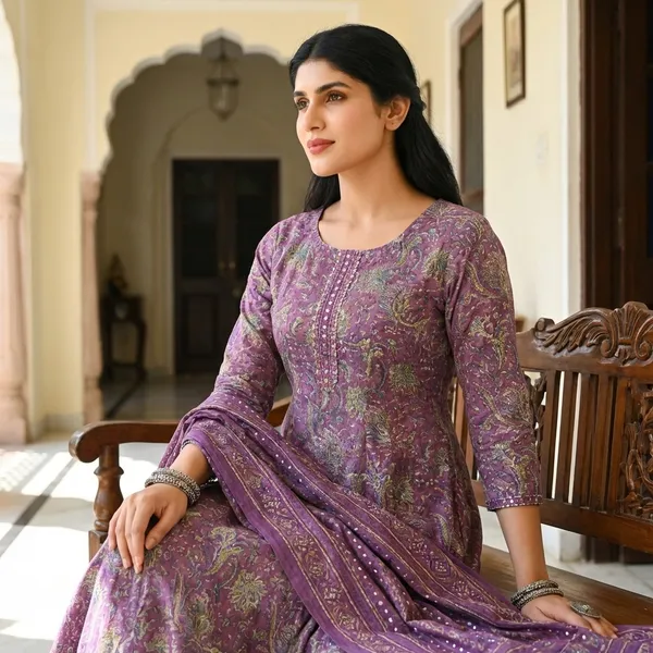 Purple_Pure_Cotton_Anarkali_Kurta_Set_For_Women