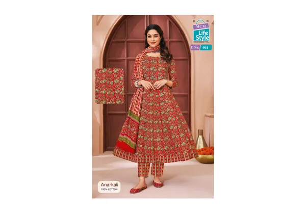 Red_Pure_Cotton_Anarkali_Suit_For_Women