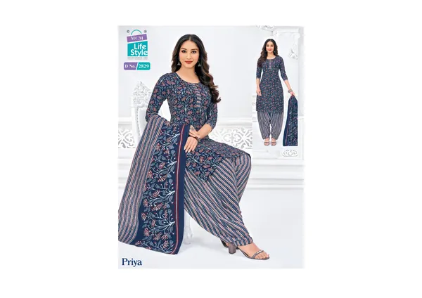 Navy_Blue_Pure_Cotton_Kurti_Set_With_Dupatta_For_Women
