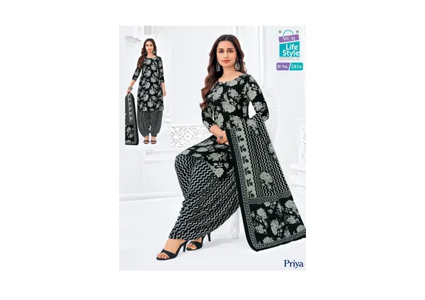 Black_Pure_Cotton_Kurti_Set_With_Dupatta_For_Women