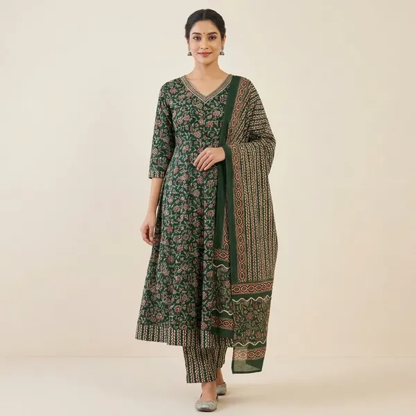 Green_Cotton_Anarkali_For_Women