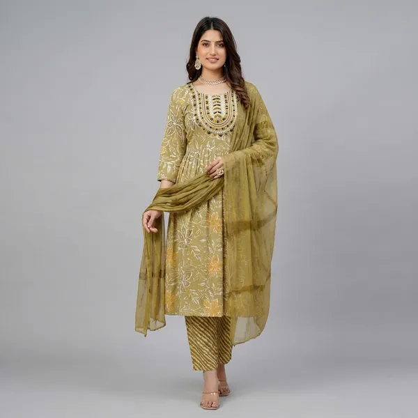 Yellow_Pure_Cotton_Kurti_Set_With_Dupatta_For_Women