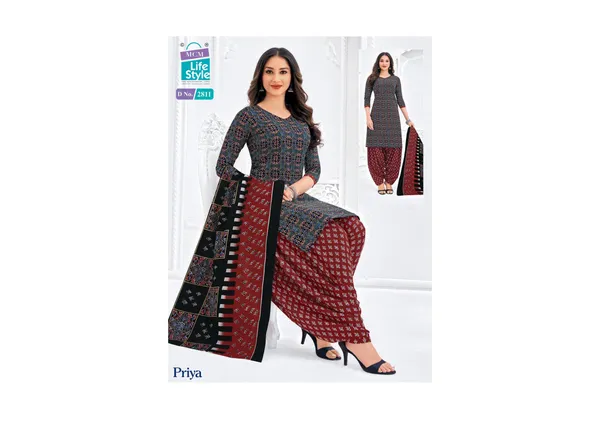 Black_And_Maroon_Pure_Cotton_Kurti_Set_With_Dupatta_For_Women