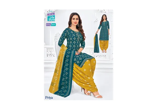Teal_And_Mustard_Pure_Cotton_Kurti_Set_With_Dupatta_For_Women