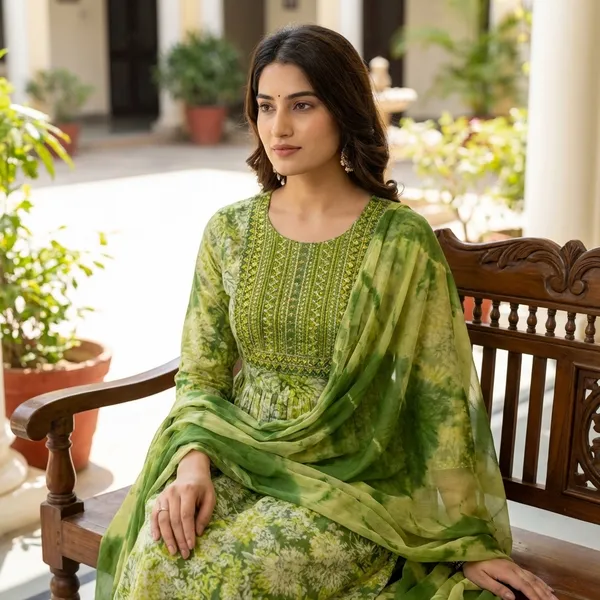 Green_Pure_Cotton_Kurta_Set_With_Dupatta_For_Women