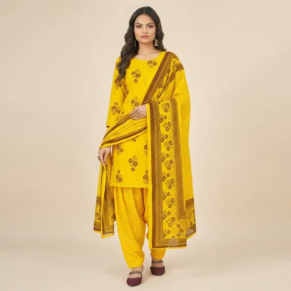 Yellow_Pure_Cotton_Kurti_Set_With_Dupatta_For_Women
