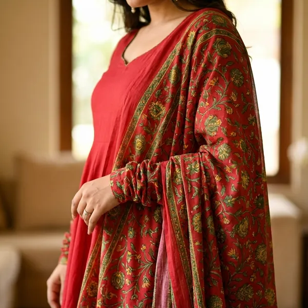Red_Pure_Cotton_Anarkali_Suit_For_Women