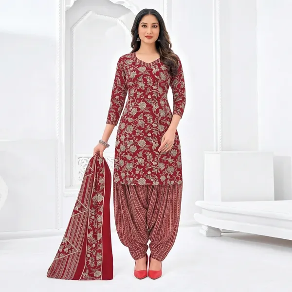 Maroon_Cotton_Patiala_Suit_Set_For_Women