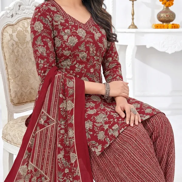 Maroon_Cotton_Patiala_Suit_Set_For_Women