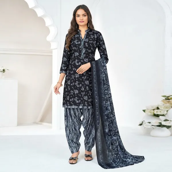 Navy_Blue_Pure_Cotton_Kurti_Set_With_Dupatta_For_Women