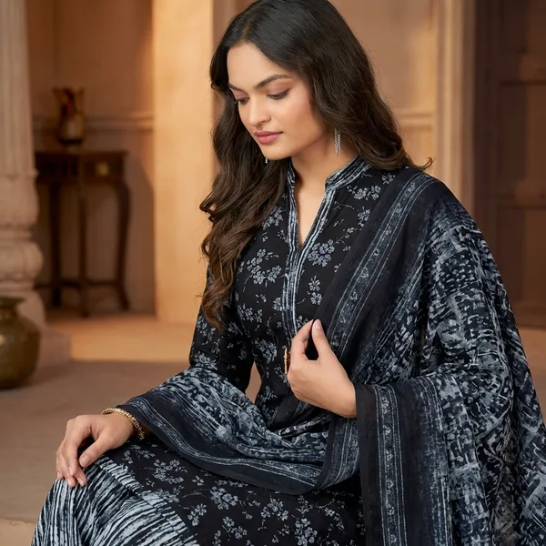 Navy_Blue_Pure_Cotton_Kurti_Set_With_Dupatta_For_Women