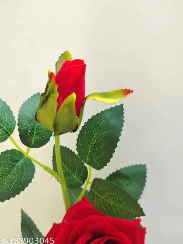 Red_Artificial_Rose_Flower_With_Bud_In_Wooden_Pot_Set_Of_Two