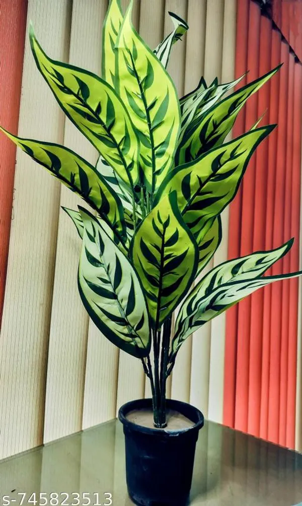 Green_Artificial_Plant_With_26_Leaves_Height_1_5_Feet_For_Home_Decor_Table_Top_Etc_Without_Pot