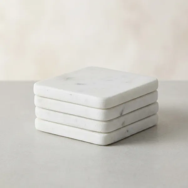 White_Marble_Coaster_Set_Set_Of_4