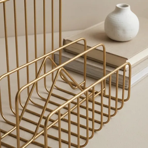 Gold_Metal_Wire_Magazine_And_File_Holder_Rack