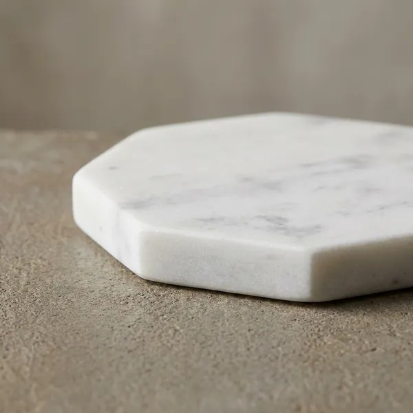 White_Marble_Hexagon_Coasters_Set_Of_4