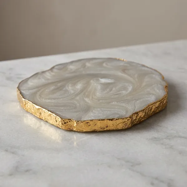 White_Marbled_Agate_Coaster_With_Gold_Edge_pack_of_4