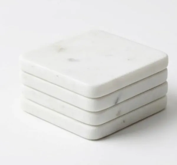 White_Marble_Coaster_Set_Set_Of_4