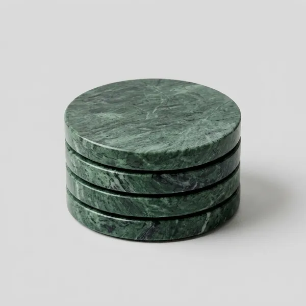 Green_Marble_Stone_Coaster_Set_Of_4