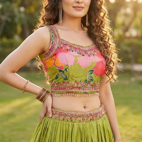 Brown_Organza_Crop_Top_Set_For_Women_Set_Of_3