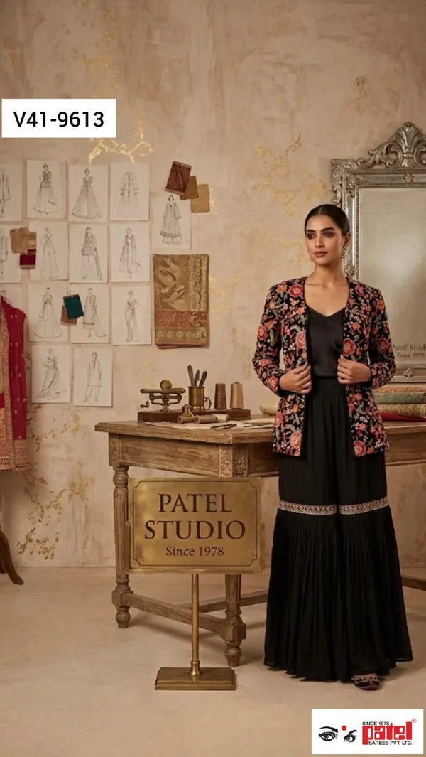 Black_Georgette_Indo_Western_Outfit_For_Women_Set_Of_3