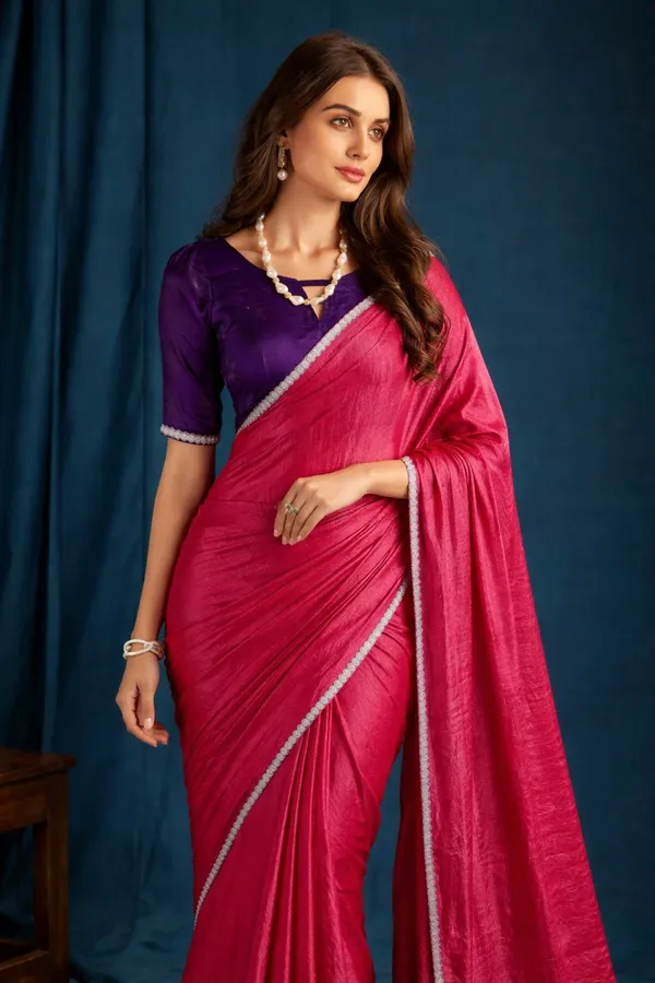 Rani_Pink_Satin_Silk_Saree_For_Women