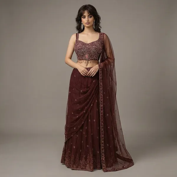 Rust_Silk_Indo_Western_Outfit_For_Women_Set_Of_3