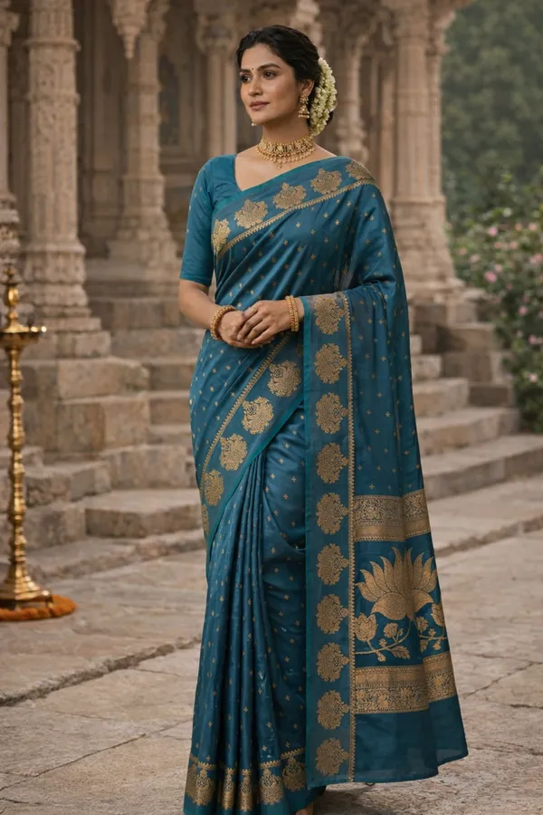 Rama_Blue_Soft_Silk_Saree_For_Women_Set_Of_1