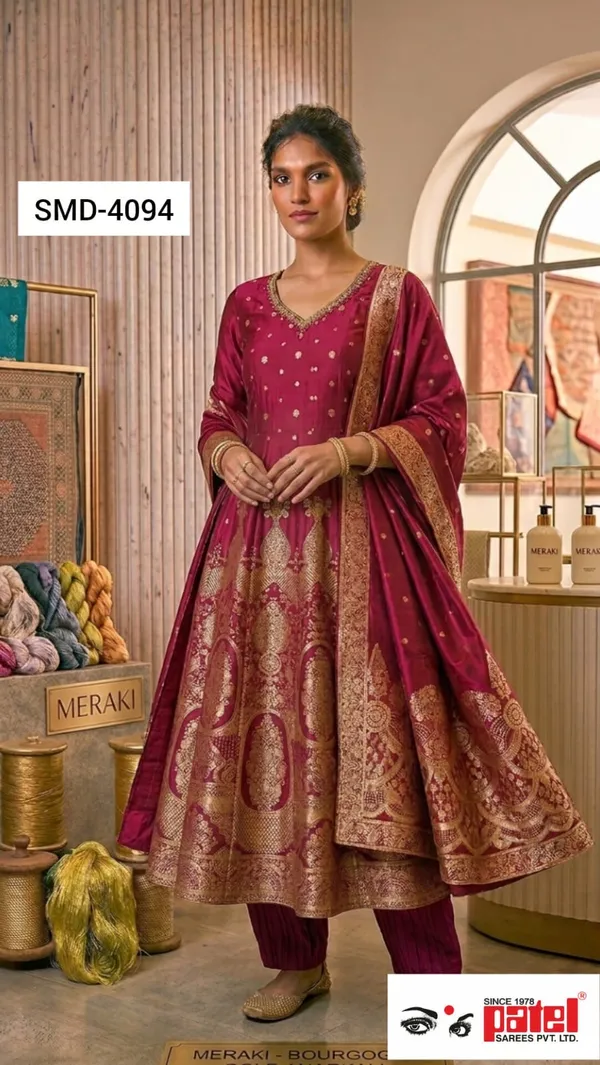 Wine_Soft_Silk_Ethnic_Gown_For_Women_Set_Of_3