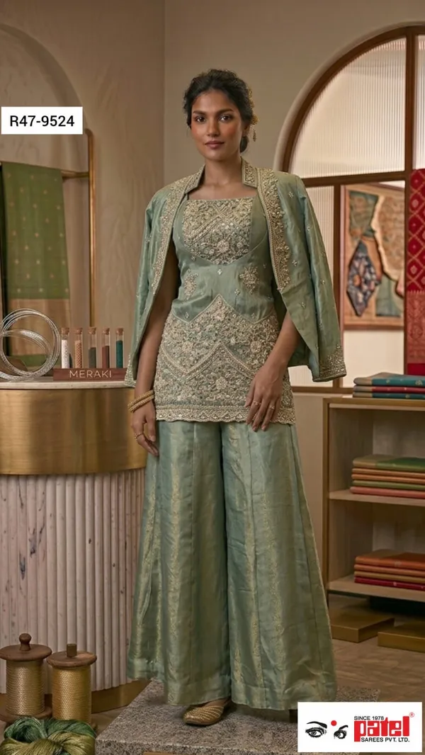 Mehendi_Silk_Indo_Western_Outfit_For_Women_Set_Of_3