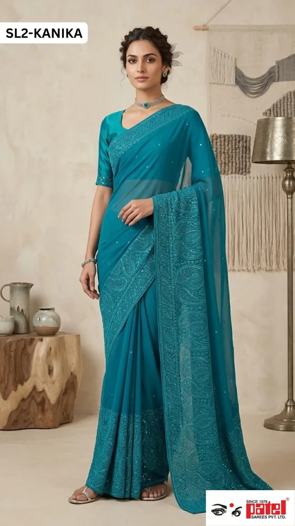 Rama_Green_Georgette_Saree_For_Women_Set_Of_1