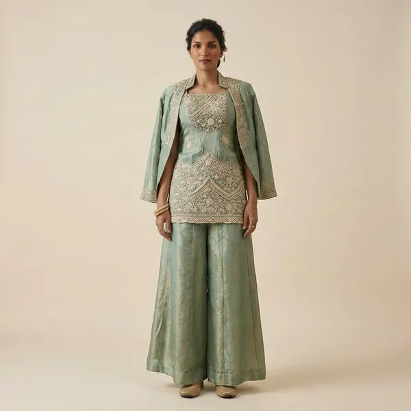 Mehendi_Silk_Indo_Western_Outfit_For_Women_Set_Of_3