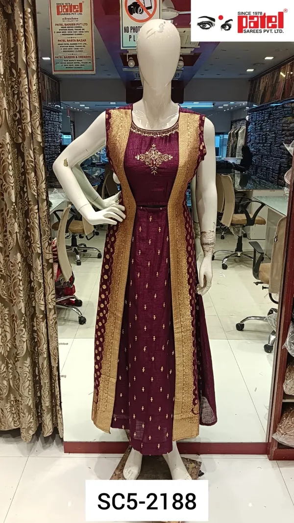 Wine_Raw_Silk_Ethnic_Gown_For_Women_Set_Of_3