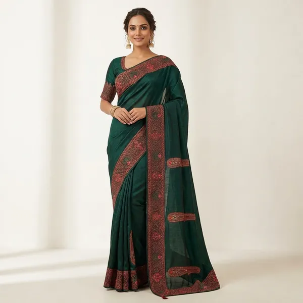Rama_Green_Georgette_Saree_For_Women_Set_Of_1