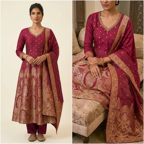 Wine_Soft_Silk_Ethnic_Gown_For_Women_Set_Of_3