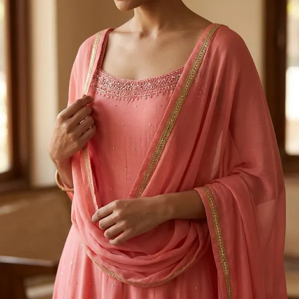 Pink_Raw_Silk_Ethnic_Gown_For_Women_Set_Of_3