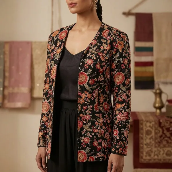 Black_Georgette_Indo_Western_Outfit_For_Women_Set_Of_3