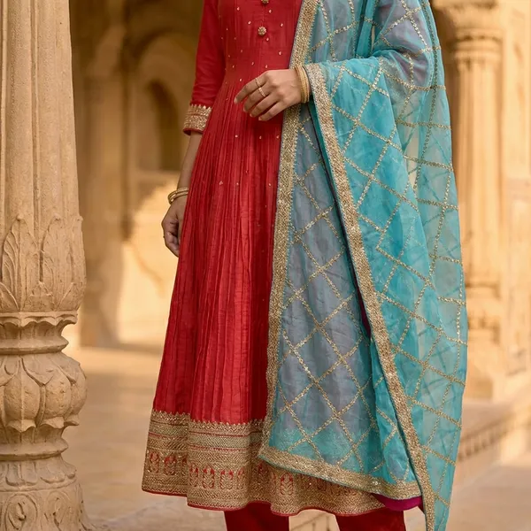 Rani_Pink_Raw_Silk_Ethnic_Kurta_Set_For_Women_Set_Of_3