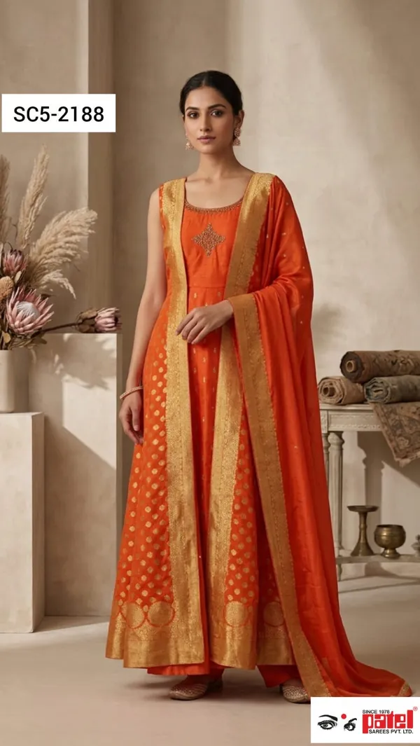 Orange_Raw_Silk_Ethnic_Gown_For_Women_Set_Of_3