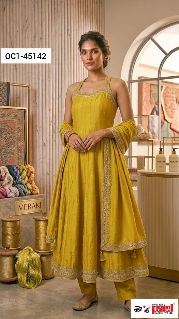 Yellow_Soft_Silk_Ethnic_Gown_For_Women_Set_Of_3