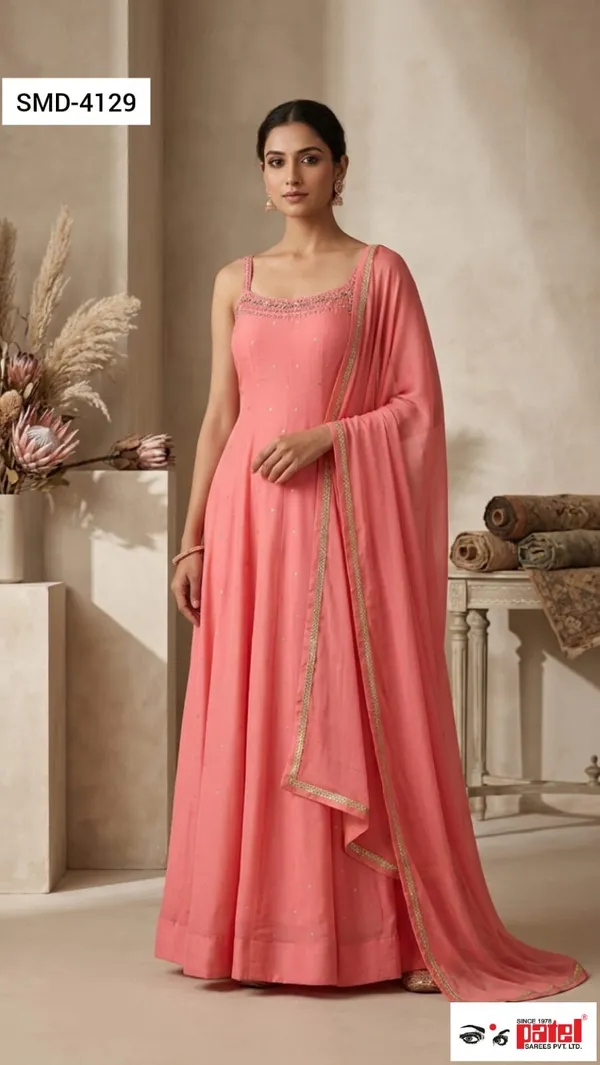 Pink_Raw_Silk_Ethnic_Gown_For_Women_Set_Of_3