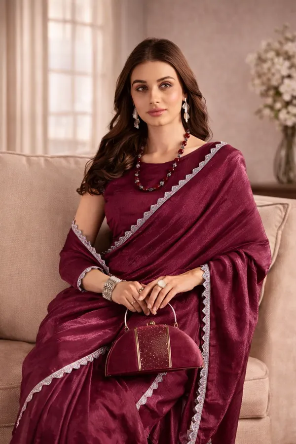 Wine_Satin_Silk_Saree_For_Women