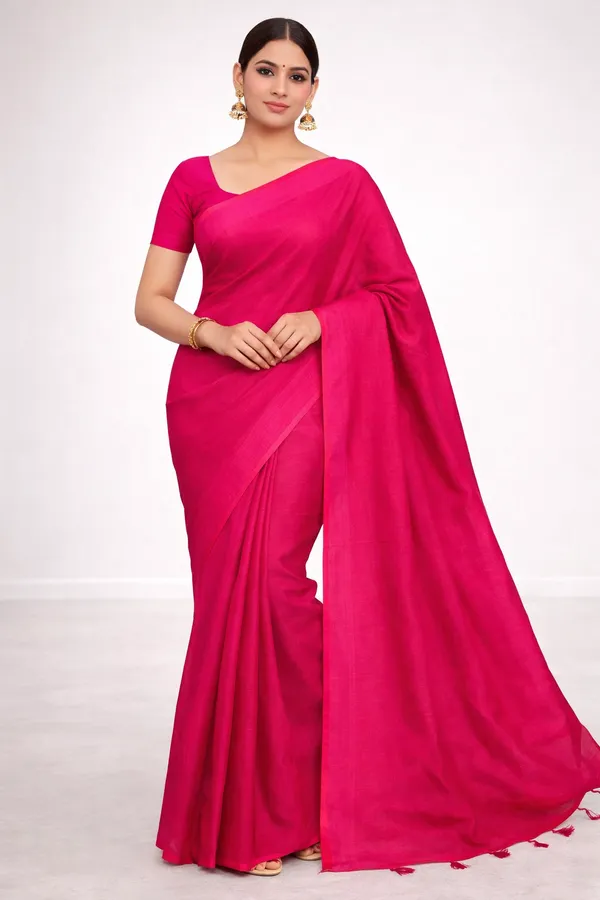 Rani_Pink_Linen_Saree_For_Women